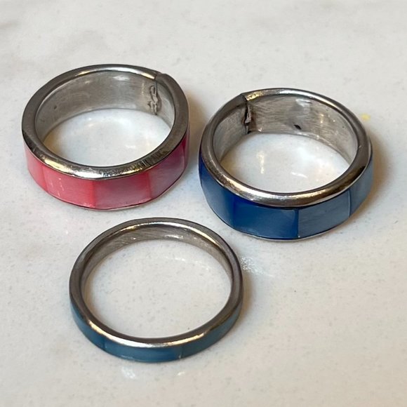 Silver Stacking Rings - Set of 3 Southwest Handmade Artisan Rings - Picture 8 of 16